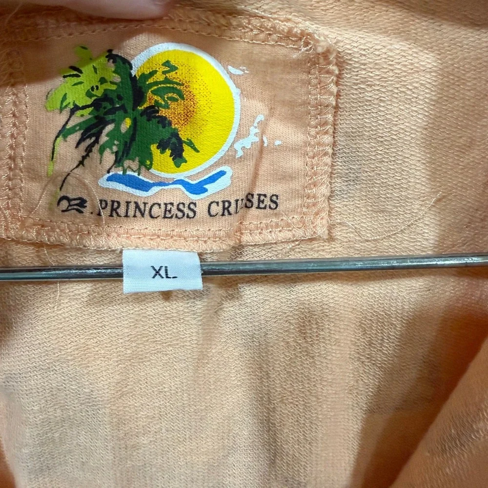Princess Cruises Womens XL Peach Starfish Seashell Sleeveless Zip Up Hoodie Vest